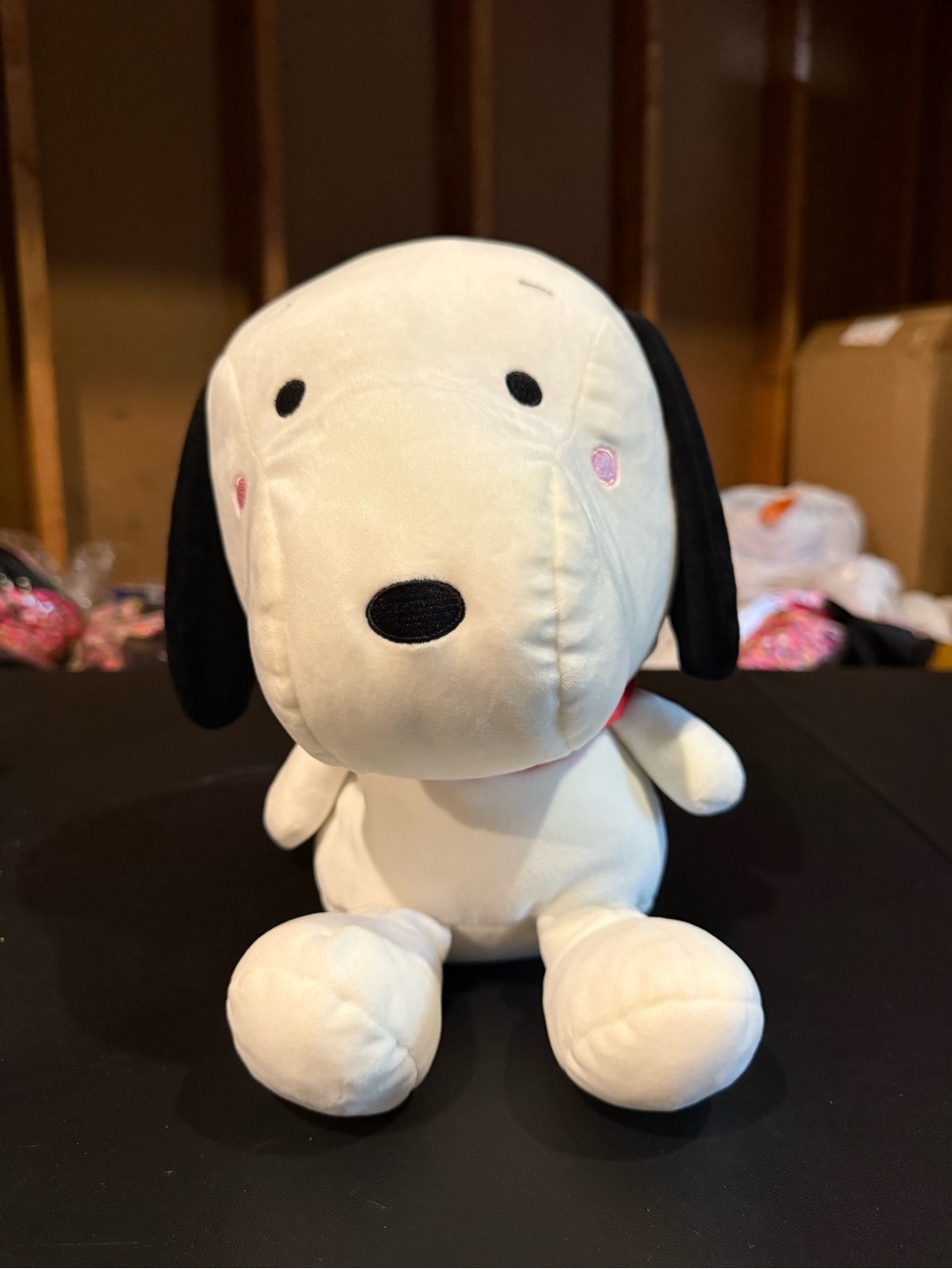 Hallmark White & Black Snoopy Plush Dog Toy with Pink Cheeks